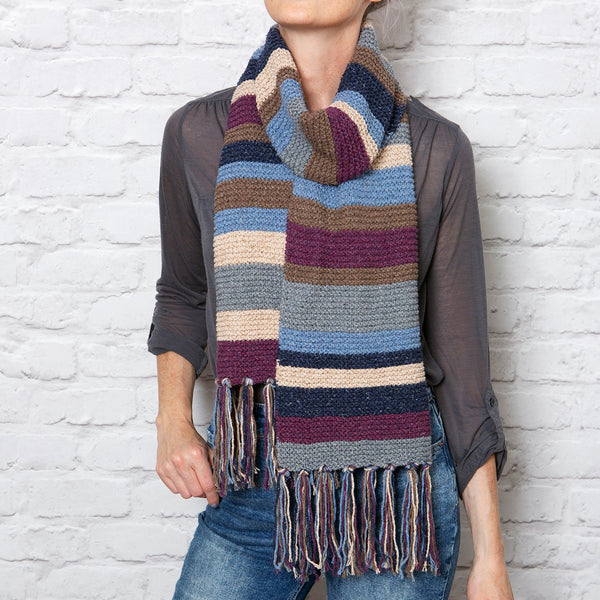 College Scarf Knitting Kit - Moody Blues - Wool Couture