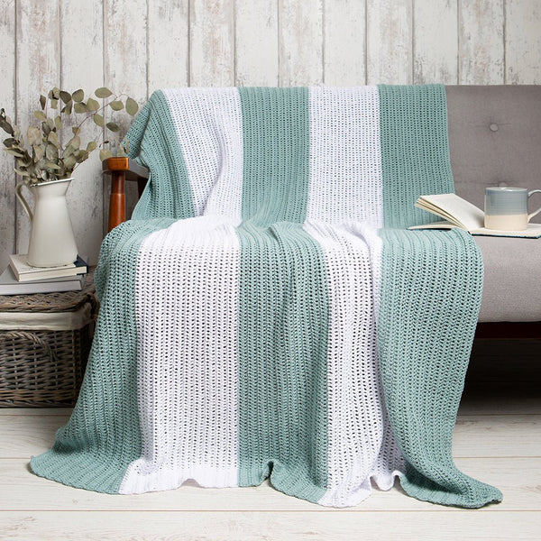 Cotton Striped Blanket Crochet Kit - Wool Couture
