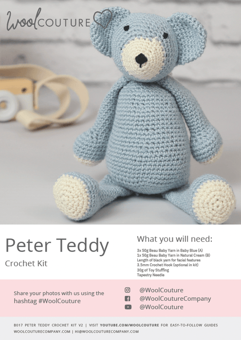 Crochet PDF Pattern Peter The Teddy Bear Wool Couture
