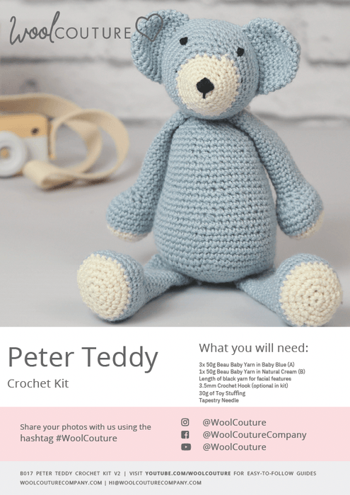 Crochet PDF Pattern - Peter The Teddy Bear - Wool Couture