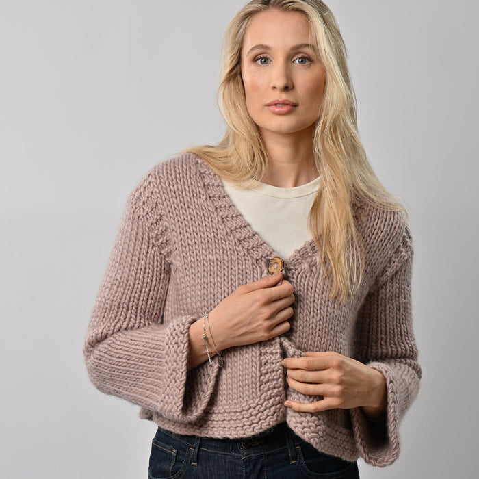 Cropped Cardigan Knitting Kit Wool Couture1