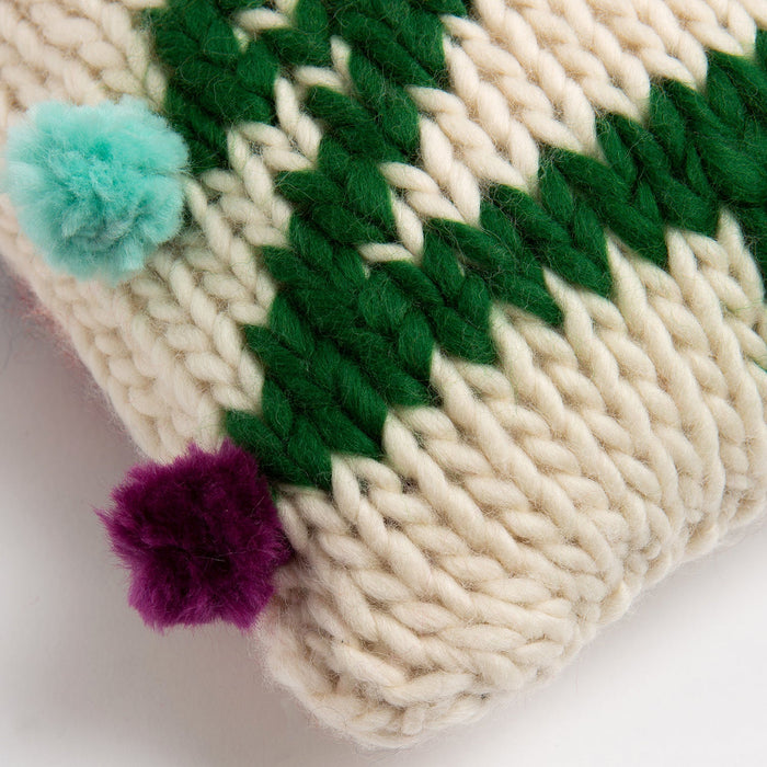Cushion Cover Knitting Kit - Pom Pom Christmas Tree - Wool Couture
