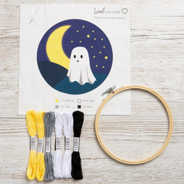 Embroidery Kit - Ghost Halloween 7" - Wool Couture