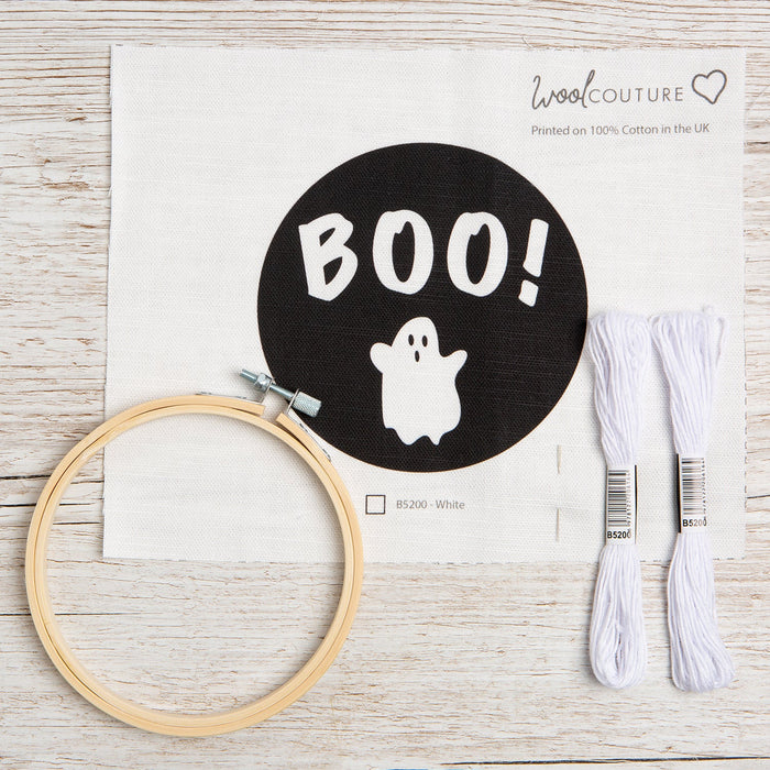 Embroidery Kit - Halloween Boo Ghost - Wool Couture