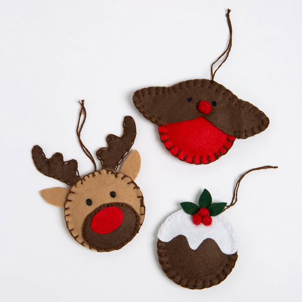 Felt Craft Kit - 6 Traditional Baubles - Wool Couture