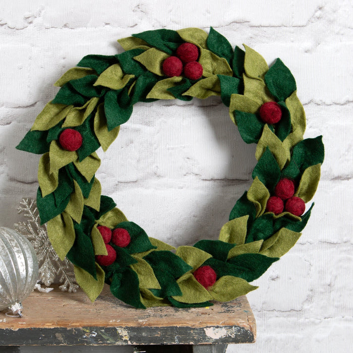 Felt Craft Kit - Christmas Berry Wreath - Wool Couture