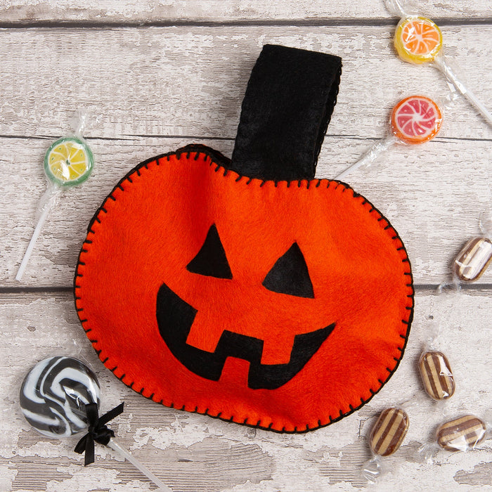 Felt Craft Kit - Pumpkin Trick Or Treat Bag - Wool Couture