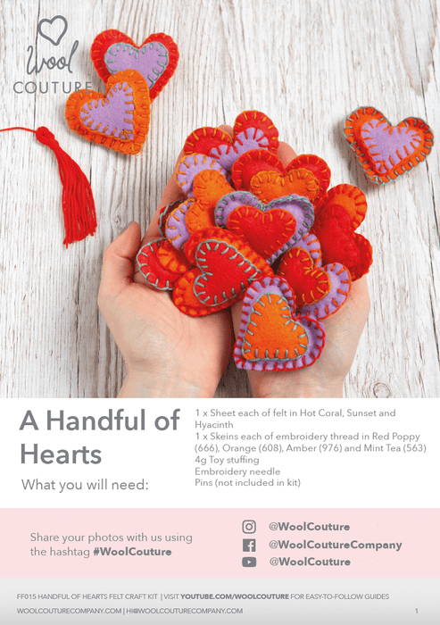 Handful of Hearts Felt PDF Pattern - Wool Couture