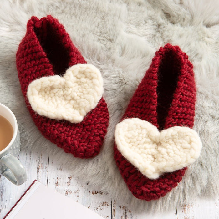 Heart Slipper Knitting Kit - Wool Couture