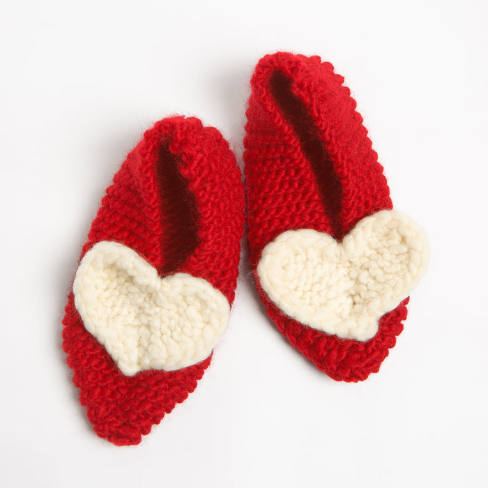 Heart Slipper Knitting Kit - Wool Couture