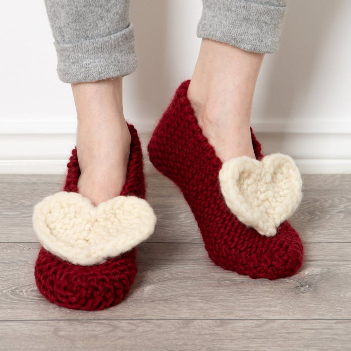 Heart Slipper Knitting Kit - Wool Couture