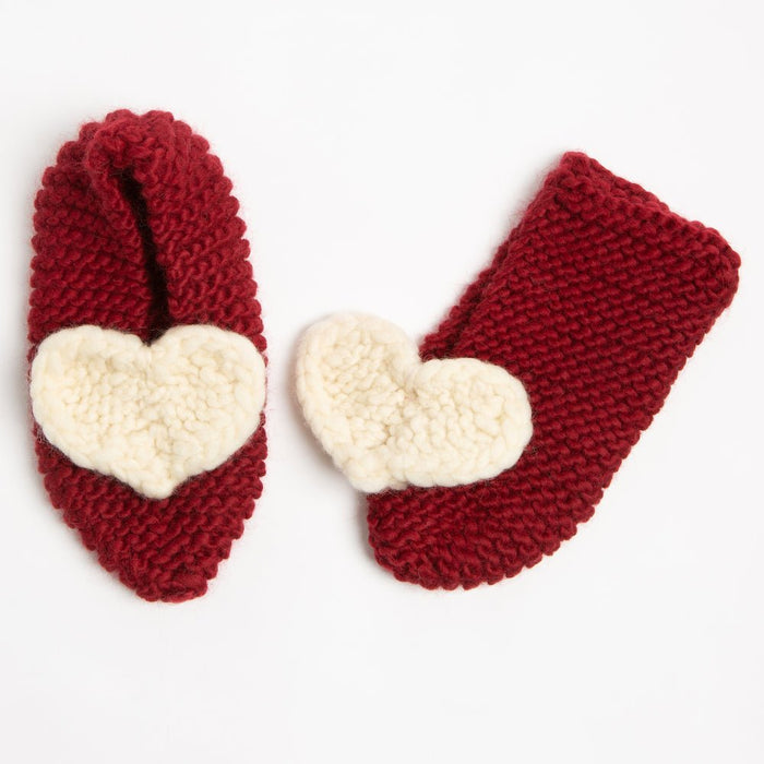 Heart Slipper Knitting Kit - Wool Couture