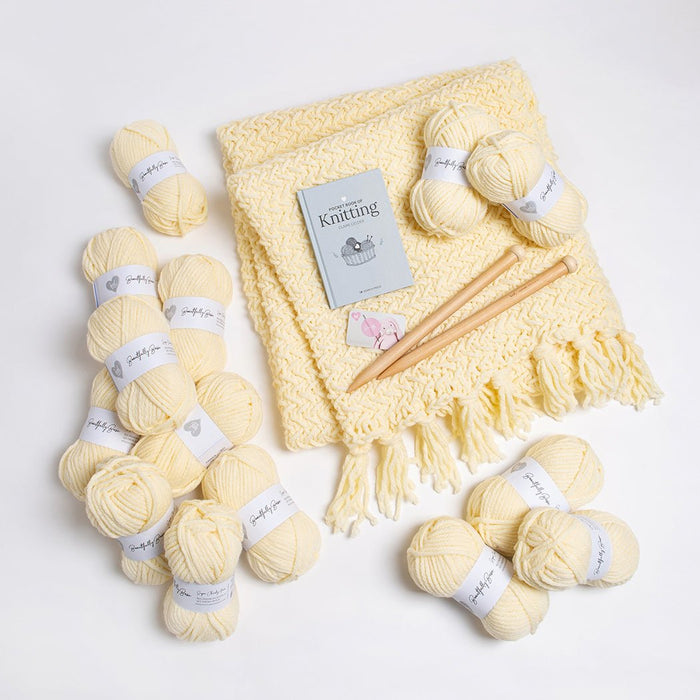 Herringbone Blanket Knitting Kit + Knitting Pocket Book - Silver Level - Wool Couture
