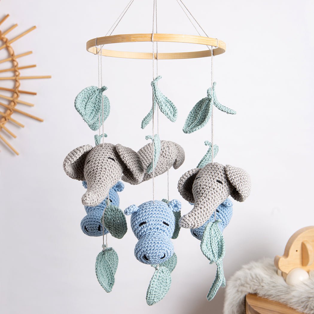 Hippo & Elephant Baby Mobile Crochet Kit Wool Couture