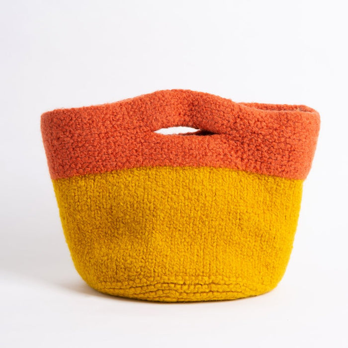 Home Knitting Kit - Felted Baskets in Cinnamon - Wool Couture