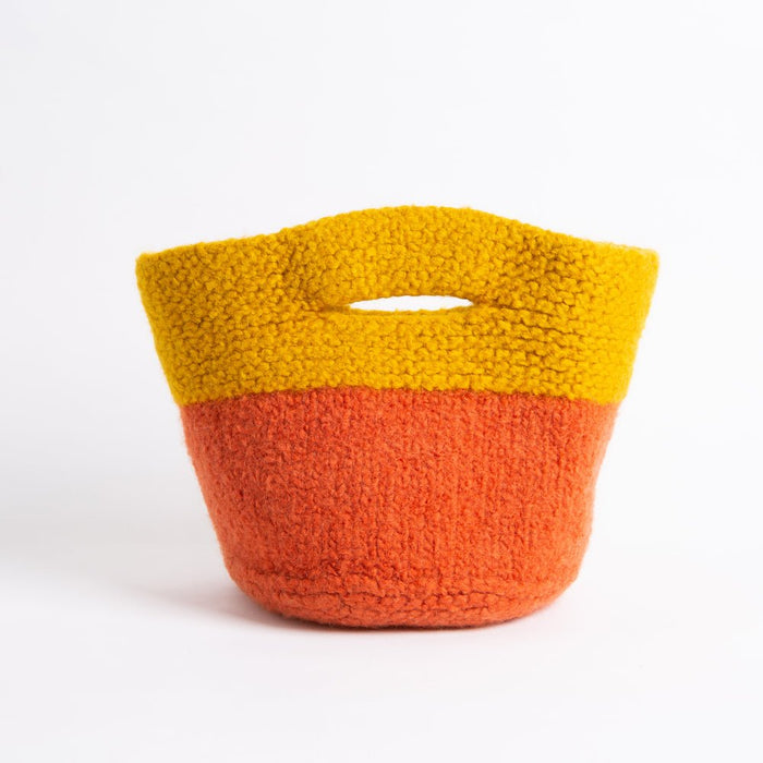 Home Knitting Kit - Felted Baskets in Cinnamon - Wool Couture