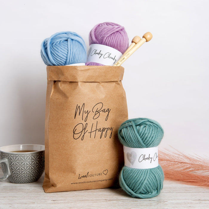 Home Knitting Kit - Felted Baskets in Duck Egg - Wool Couture