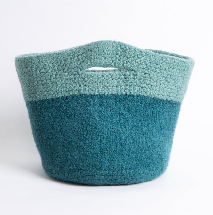 Home Knitting Kit - Felted Baskets in Teal - Wool Couture