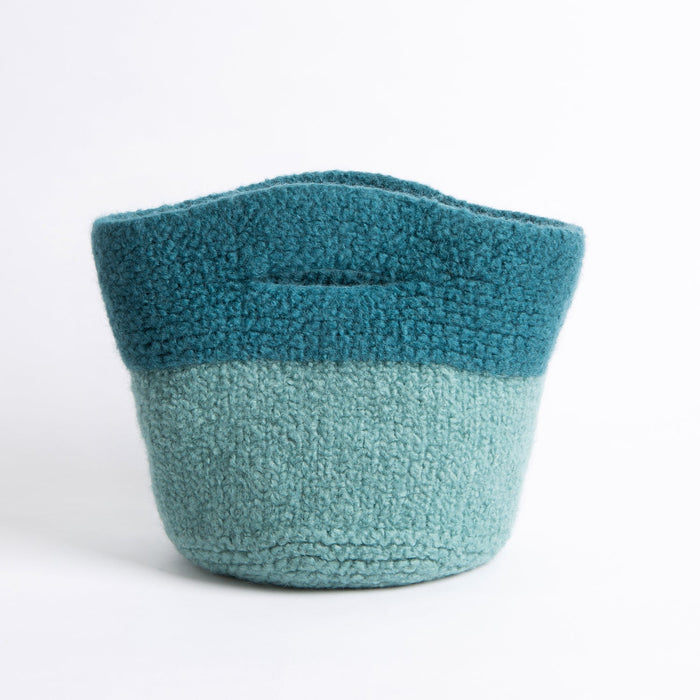 Home Knitting Kit - Felted Baskets in Teal - Wool Couture