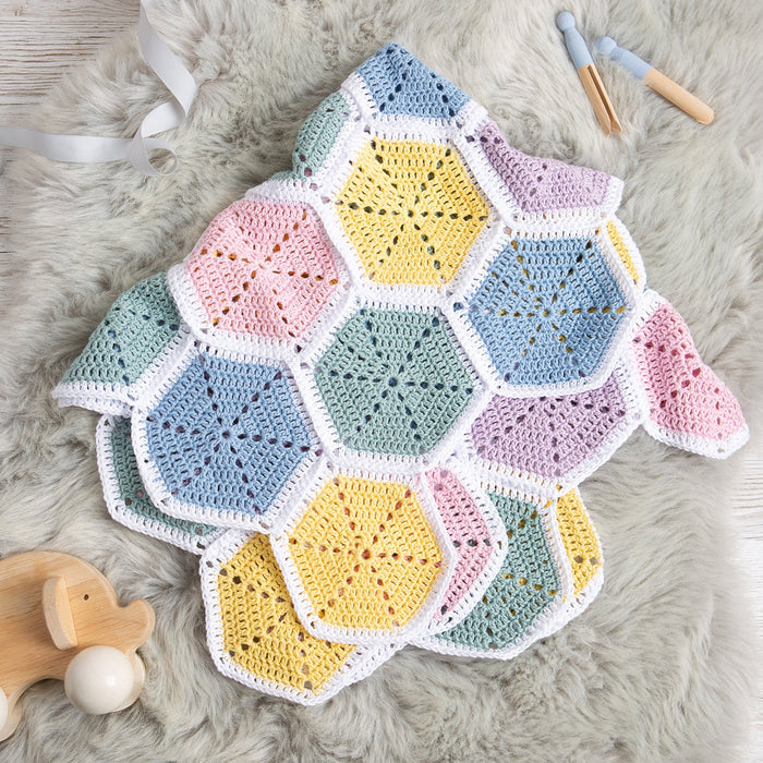 Honeycomb Baby Blanket Crochet Kit - Cotton Collection - Wool Couture
