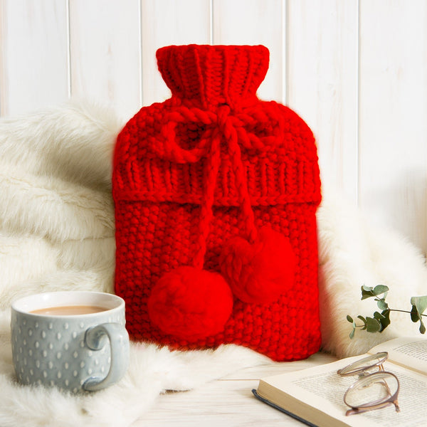 Hot Water Bottle Cover Knitting Kit - Red - Wool Couture