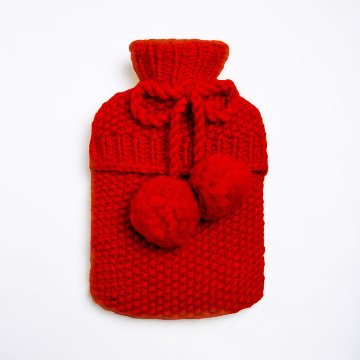 Hot Water Bottle Cover Knitting Kit - Red - Wool Couture