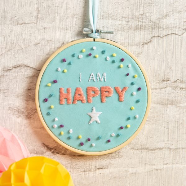 I am Happy Embroidery Kit - Wool Couture