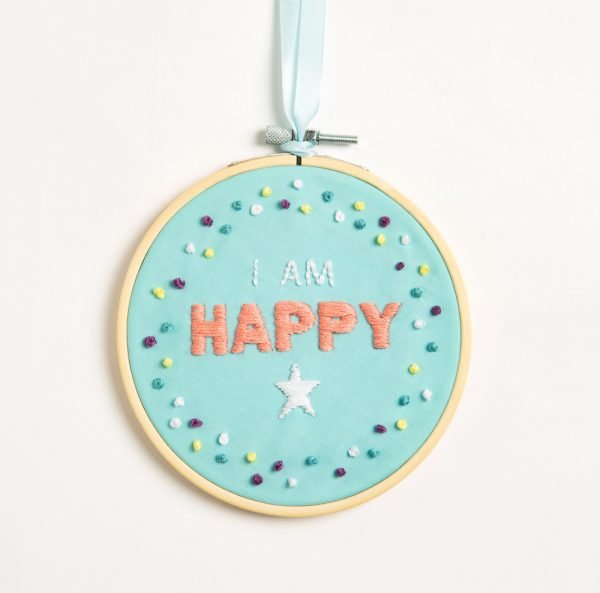 I am Happy Embroidery Kit - Wool Couture