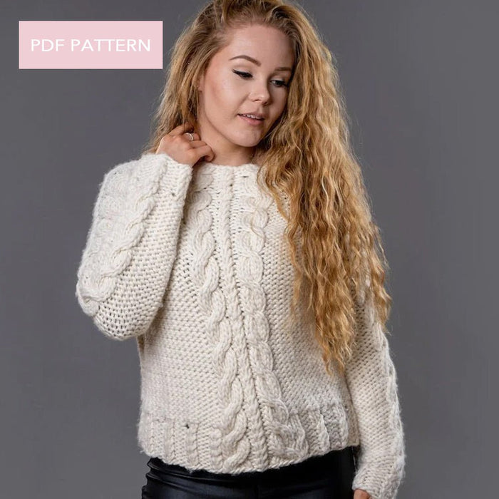 Jumper Knitting PDF Pattern - Cable Knit Jumper - Wool Couture