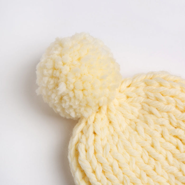 Kids Pom Pom Beanie Hat - Knitting Kit - Wool Couture