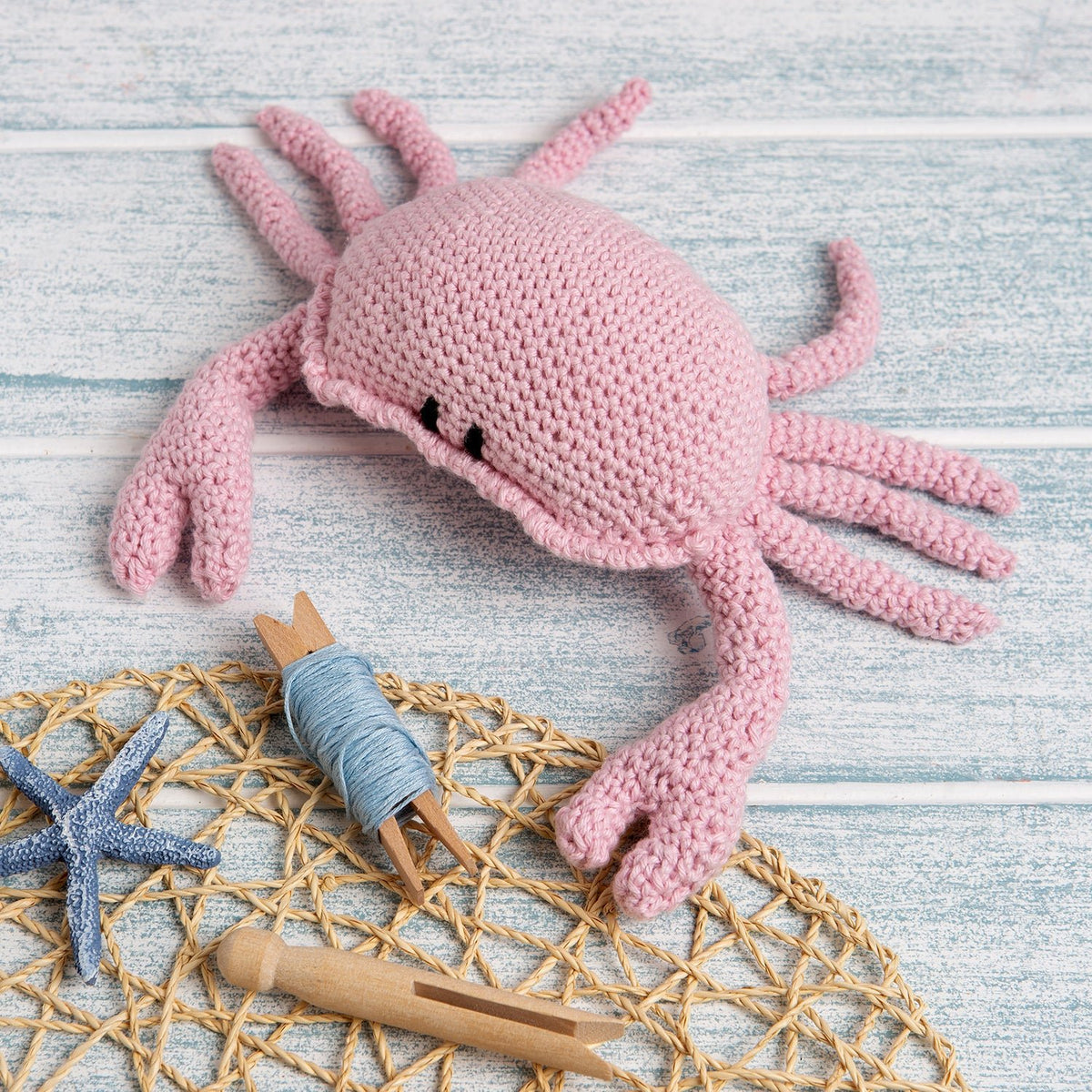 Hester Crab Animal Crochet Kit. Amigurumi Crochet Kit. Seaside
