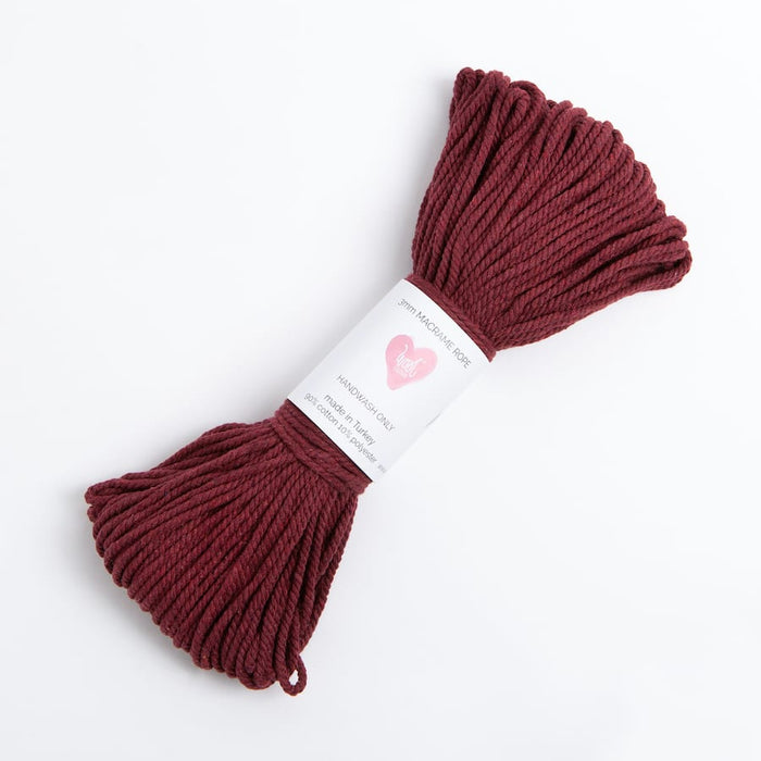 Macrame Cord 3mm in Burgundy - Wool Couture