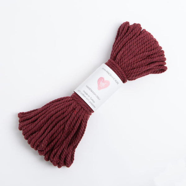 Macrame Cord 5mm in Burgundy - Wool Couture
