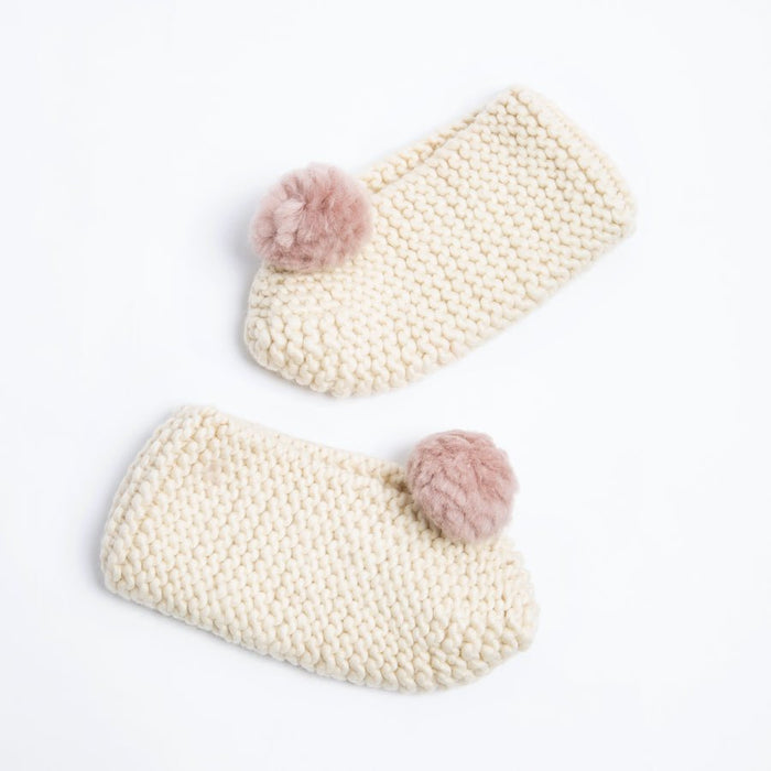 Mary Jane Pompom Slipper Knitting Kit - Wool Couture