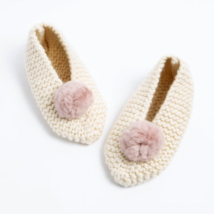 Mary Jane Pompom Slipper Knitting Kit Wool Couture