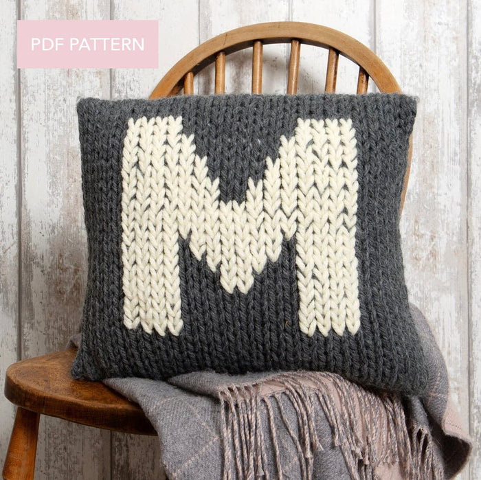 Monogram Cushion Cover Knitting PDF Pattern - Wool Couture