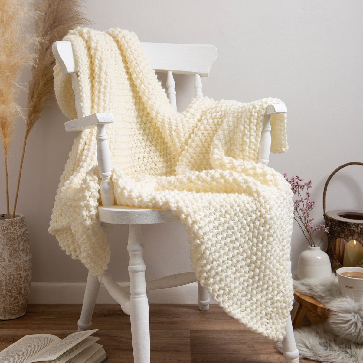 Moss Stitch Blanket Knitting Kit Wool Couture Company