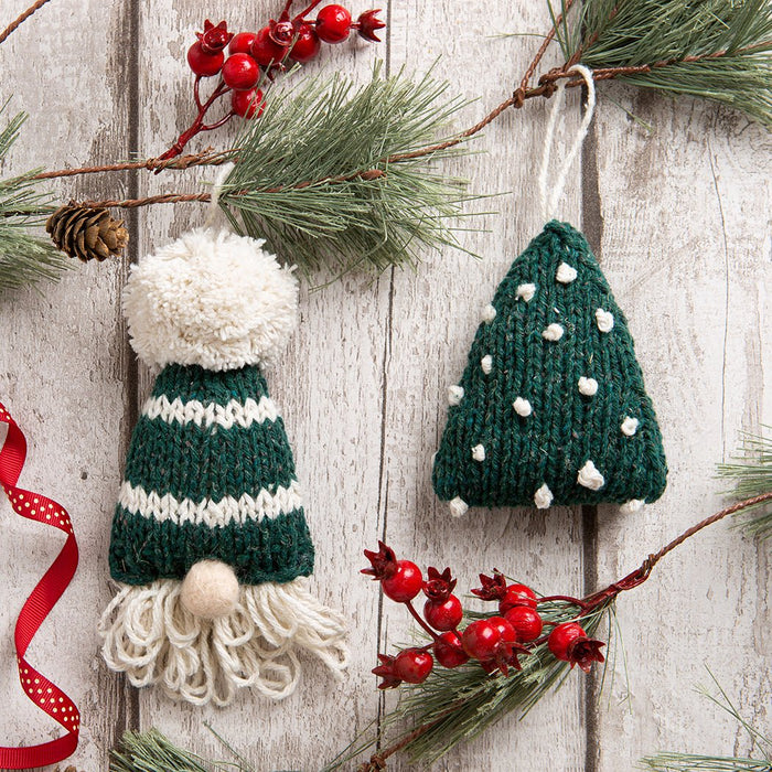 Oh Christmas Tree And Gonk Bauble Duo Knitting Kit - Wool Couture