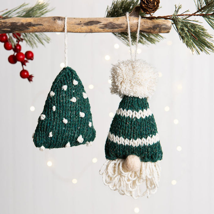 Oh Christmas Tree And Gonk Bauble Duo Knitting Kit - Wool Couture