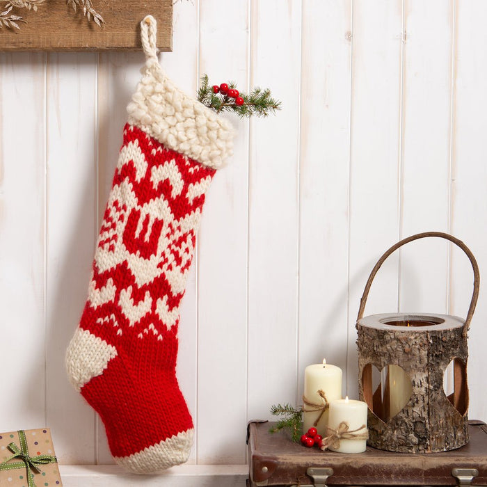 Personalised Christmas Stocking Knitting Kit in red - Wool Couture