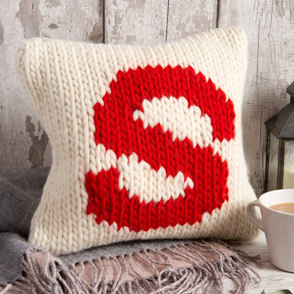 Personalised Cushion Knitting Kit in Red - Wool Couture