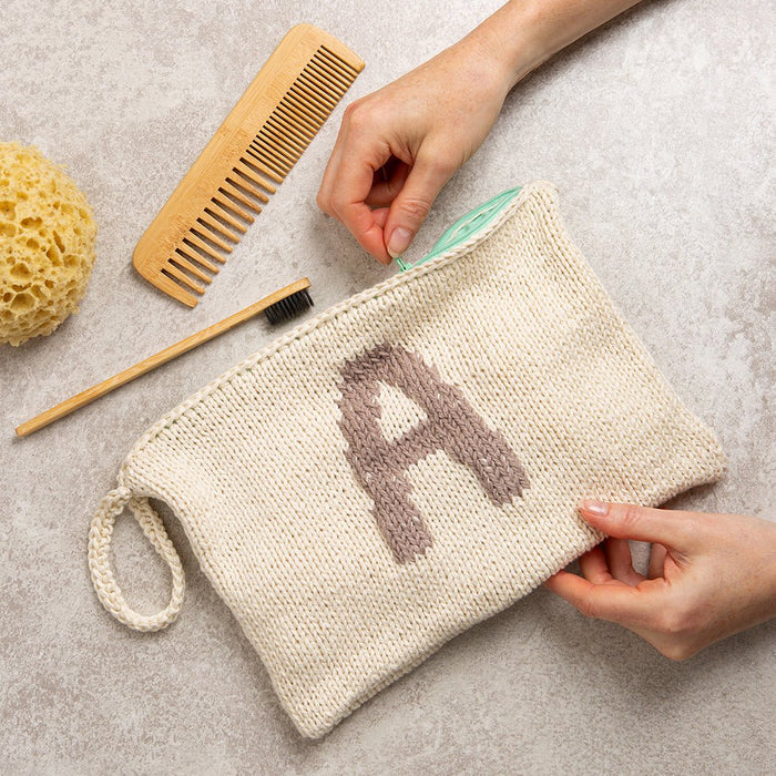 Personalised Toiletry Bag Knitting Kit - Wool Couture