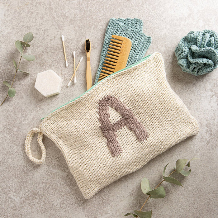 Personalised Toiletry Bag Knitting Kit - Wool Couture