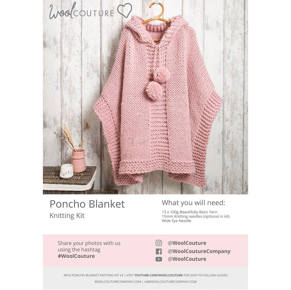Poncho Blanket Knitting PDF Pattern Wool Couture