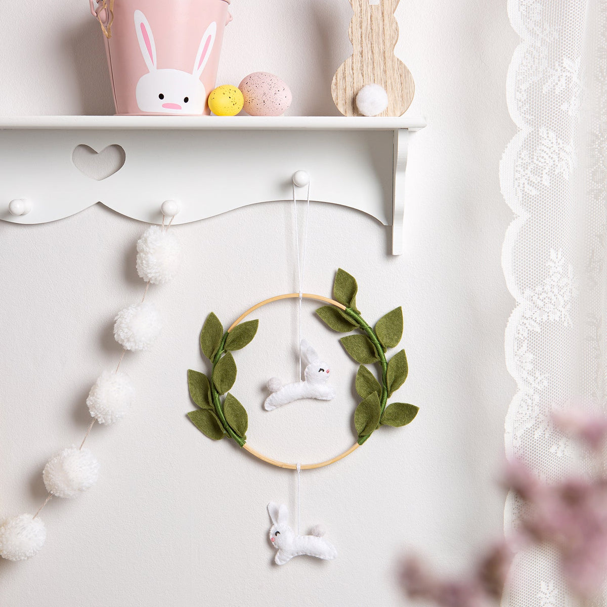 Rabbit and Leaf Hanging Felt Craft Kit | Wool Couture