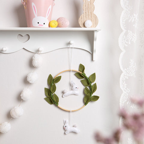Rabbit and Leaf Hanging Felt Craft Kit - Wool Couture