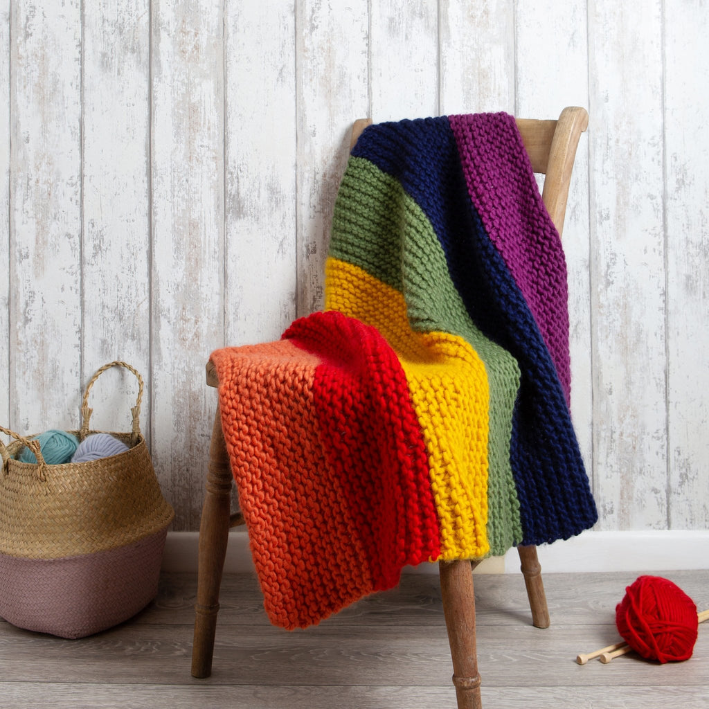 Bright Rainbow Blanket Knitting Kit Wool Couture Company