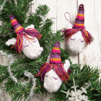 Rainbow Unicorn Baubles Knitting Kit - Wool Couture