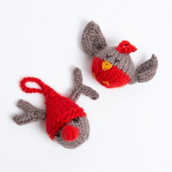 Reindeer and Robin Baubles Knitting Kit - Wool Couture