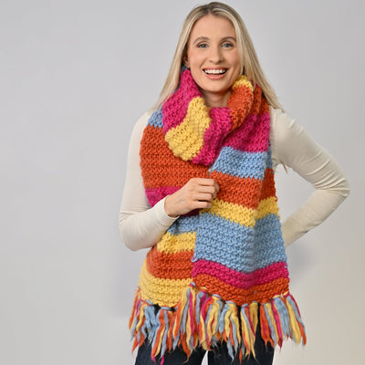 Scarf Knitting Kit - Rainbow Striped - Wool Couture